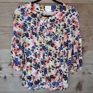 Maeve Pansy Field Watercolor Floral Top Size 0
